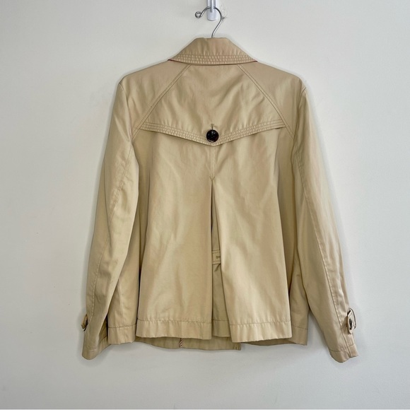 Lands End Double Breasted Short Trench Coat Jacket Neutral Tan Spring Coastal - Picture 8 of 10
